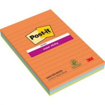 3M Karteczki samoprzylepne Post-it Super Sticky XXL, BOOST, w linię, 101x152mm, 3x45 kart., Manutan
