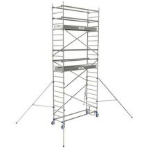 Aluminiowe rusztowanie jezdne Cross 250 Tubesca-Comabi, wysokość robocza 7,85 m Manutan