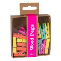 Zestaw APLI Fluor Collection, drewniane spinacze, 15 szt., mix kolorów Manutan