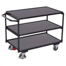 Variofit Wózek półkowy z uchwytem, do 250 kg, 3 półki, 85 x 117,5 x 72,5 cm, szary, Manutan