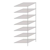 Schulte Regał metalowy Hathor, dwustronny, dostawny, 230 x 75 x 60 cm, 1 100 kg, 7 półek, jasnoszary Manutan