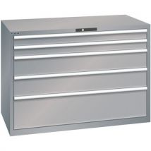 Szafka warsztatowa Lista z szufladami, 1431x725x1000 mm, 200 kg, 5 szuflad, szaro-srebrny Manutan
