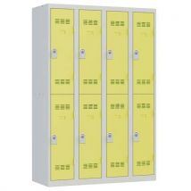 Szafa szatniowa Vinco, o konstrukcji spawanej, 4 słupki, 8 boksów, 300 mm, zamek cylindryczny, szara/zielona Manutan