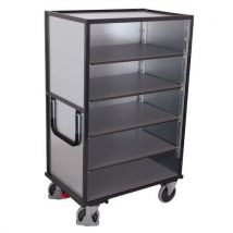 Variofit Wózek szafkowy wysoki z uchwytem i 3 ściankami pełnymi, do 500 kg, 5 półek, 181 x 111,5 x 73 cm, szary, Manutan