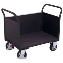 Variofit Wózek platformowy z dwoma uchwytami, całkowicie wyściełany i z bocznymi ściankami, do 1000 kg, 101,5 x 179,5 x 80 cm, szary, Manutan
