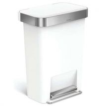 Simplehuman Kosz na śmieci z pedałem prostokątny 45 l biały z wkładem Pocket, Manutan