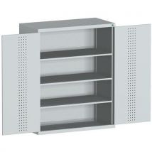 Szafka warsztatowa Bott Cubio 160, 160 x 130 x 65 cm, drzwi perforowane, szaro-szary, Manutan