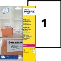 Etykiety samoprzylepne Avery, wodoodporne, 199,6 x 289,1 mm,
