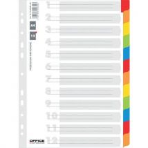 Przekładki OFFICE PRODUCTS, karton, A4, 227x297mm, 12 kart, lam. indeks, mix kolorów, Manutan