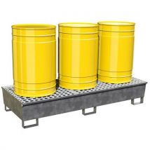 Zbiornik stalowy z rusztem - Manutan Expert, na 3 beczki, ocynkowany