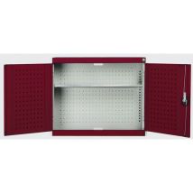 Bott - Szafka wisząca Cubio z panelami perforowanymi - 70x80x32,5 cm - Szaro-czerwona - 1 półka