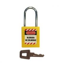 Kłódka Lock-Out stalowa z powłoką plastikową, fi 6x38mm, żółta, Manutan