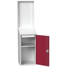 Stacja robocza Bott, z panelem perforowanym, 200 x 52,5 x 55 cm, szaro-czerwony Manutan