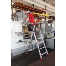 Drabina aluminiowa teleskopowa platformowa, 5 stopni Manutan