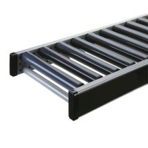 Przenośniki rolkowe z rolkami plastikowymi, szerokość 470 mm, długość 1 m, rozstaw 100 mm Manutan
