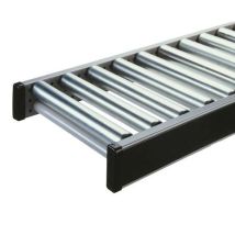 Przenośniki rolkowe z rolkami stalowymi, szerokość 470 mm, długość 3 m, rozstaw 100 mm Manutan