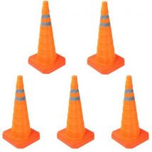 Cone de Sinalização Retrátil em Nylon 70cm - Conjunto de 5 - Laranja - Alta Visibilidade e Durabilidade - Manutan Expert
