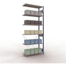 Estante Industrial Easy-Fix Adicional - 2500x1000x400mm Azul/Cinza - 6 Prateleiras Aço - Carga 150kg/Prateleira - Schulte
