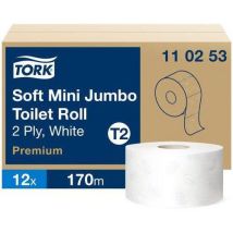 Tork - Rolo Papel Higiênico Premium Maxi Jumbo Suave 2 Dobras - 12 Rolos - 1700cm por Rolo - Eco-responsável