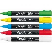 Sharpie - Marcadores giz azul/branco/verm./amarelo/verde sharpie chalk,