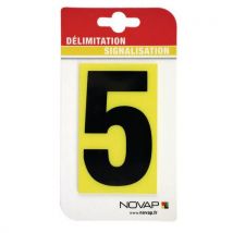5 Algarismos autocolantes - Preto-amarelo - 50 x 50 mm