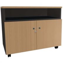 Melamina, 80kg Carga Máx. - Móvel de Apoio para Fotocopiadora 80x55x65cm Faia/Antracite - Eco-Responsável - Simmob