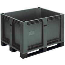 Caixa-Palete Rígida Cinzenta Escura 600L - 3 Patins - Reforçada - 600kg Carga Máx. - UTZ