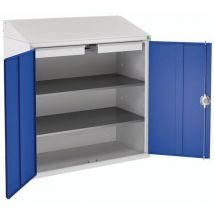 Armário Escrivaninha 2 Gavetas 2 Prateleiras - 105x55x113cm Cinza/Azul - Aço Epóxi - Carga 35kg - Bott