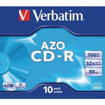 10 Unidades de CD-R 52X AZO Crystal Verbatim