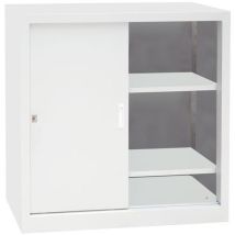Armário Baixo com Portas Corrediças - Aço Cinza 1000x450x1000mm - 2 Prateleiras - 250kg Carga Máx. - Manutan Expert