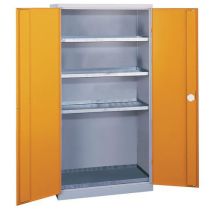 Armário de Armazenamento para Inflamáveis - Aço Cinza/Amarelo - 4 Prateleiras - 104L Retenção - 1005x545x1950mm - Kind