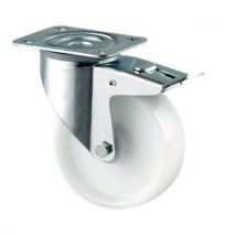 Roda giratória com base e travão - Capacidade de 80 a 200 kg