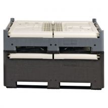 Caixa-palete dobrável Smartbox 839L Cinzento - Uso Alimentar, 3 Solas, PEad, 978mm Altura