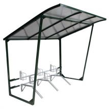 Abrigo para velocípedes com teto inclinado - Com suporte para velocípedes - Módulo de partida