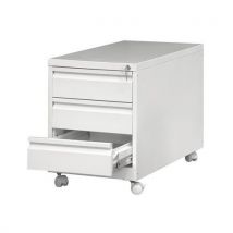 3 Gavetas Cinzento Claro - Aço com Fecho - 63.5x40x62cm - Bloco de Gavetas Móvel BASIC