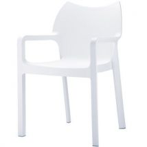 Furnitrade - Cadeira empilhável diva com apoio para os braços – branca,