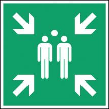 Painel de emergência e evacuação quadrado - Ponto de encontro - Rígido