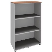 Nogueira e Cinzento - 133x86x45cm - Estante Semialta Boston 2 - 3 Compartimentos - 2 Prateleiras - 20kg/Prateleira - Quadrifoglio