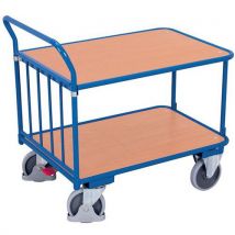 Carro ergonómico em madeira com 2 plataformas - Barra vertical - Capacidade de carga de 400 kg