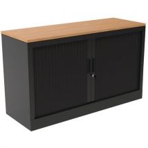 Armário com portas de persiana - Com plataforma superior - Preto