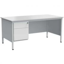 Secretária Confort 2 - Com 1 bloco-gavetas - Cinzento-claro