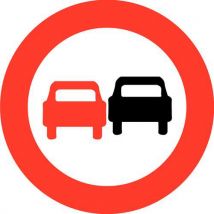 Painel de sinalização - B3 - Proibição de ultrapassar qualquer veículo a motor, excepto veículos de duas rodas sem sidecar