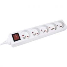 Dexlan - Bloco tomadas múltip. 5 tomadas c/ interrutor branco – 1,5 m,
