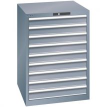 Lista - Armários de gavetas cinza 717x725x1000 com 9 gavetas 75kg,