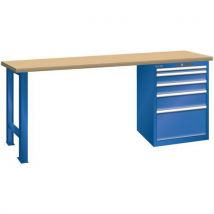 Lista - Bancada de trabalho seguras azul 2000x800x850 capacidade 1000kg e 5 gavetas 75kg,