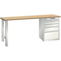 Lista - Bancada de trabalho cinza branco 2000x800x850 capacidade 1000kg e 5 gavetas 75kg,