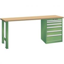 Lista - Bancada de trabalho verde 2000x750x890 capri 800kg e 6 gavetas 75kg,