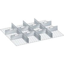 3 Paredes e 8 Placas - Divisória de Gaveta para Mobiliário de Oficina - Eco-Responsável - 612x459x200mm - Lista