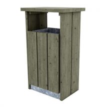 Caixote de lixo de exterior em pinho tratado - 120 L - Com porta