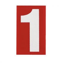 5 Algarismos autocolantes - Branco-vermelho 50 x 50 mm